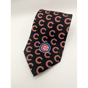 Ralph Marlin Chicago Cubs Tie Mens OS Black MLB Logo Pattern 2004 RM Style